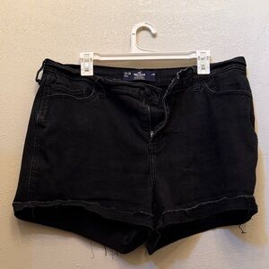 Hollister Black Raw-Hem High-Rise Denim Shorts